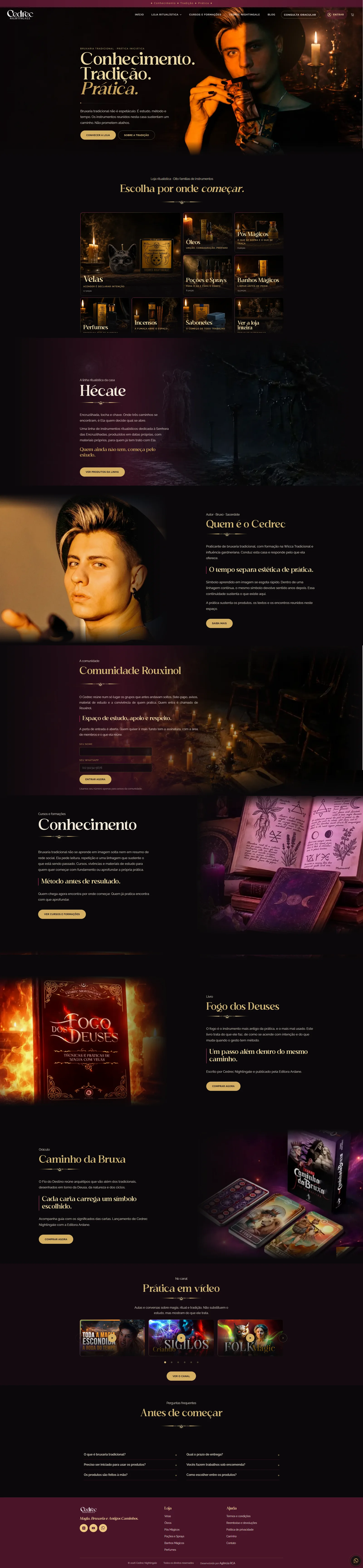 Página inteira do site do Cedrec Nightingale
