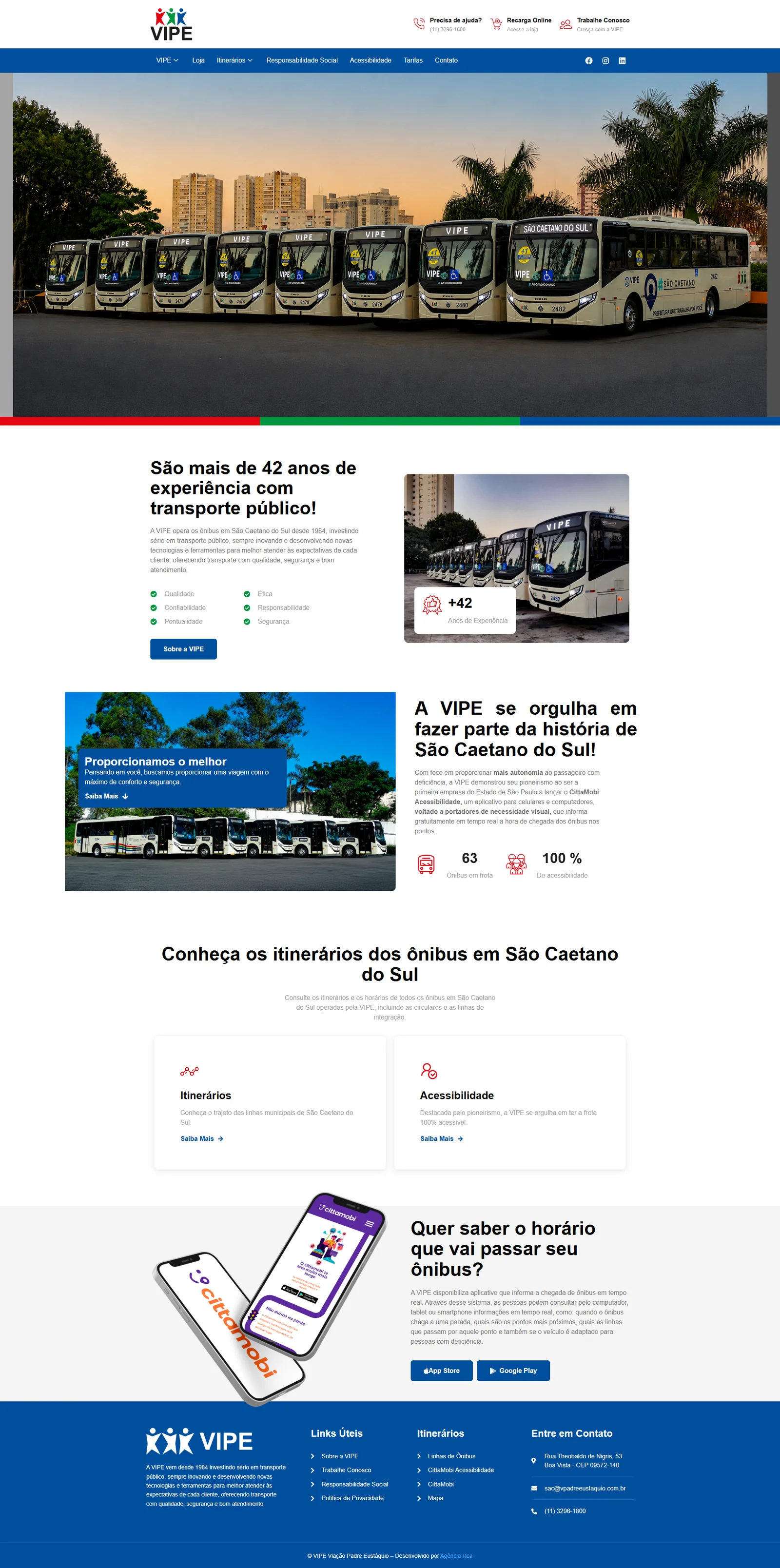 Página inteira do site da VIPE